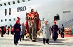 ID 1295 AURORA (2000/76152grt/IMO 9169524) - AURORA's naming ceremony even included an Indian elephant with attendants, Southampton, England.